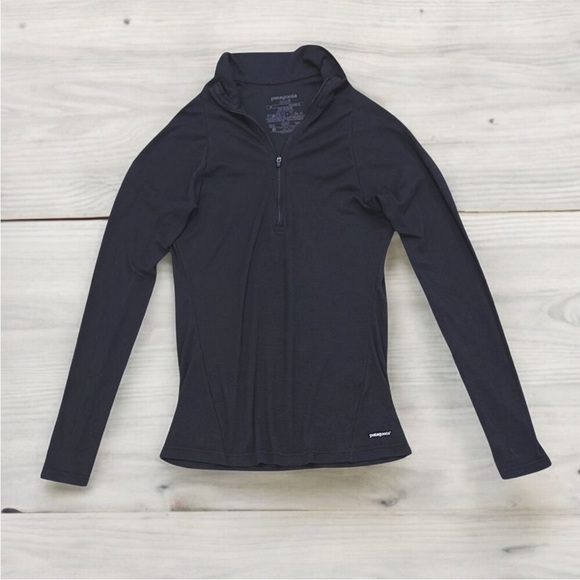 Patagonia Capilene 2 Lightweight 1/4 Zip Black Long Sleeve Base Layer Top Sz M - Picture 3 of 8